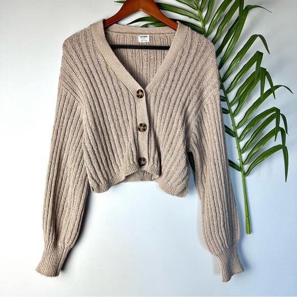 Cotton On Sweaters Cotton On Knit Slouchy Cropped Button Up Long
